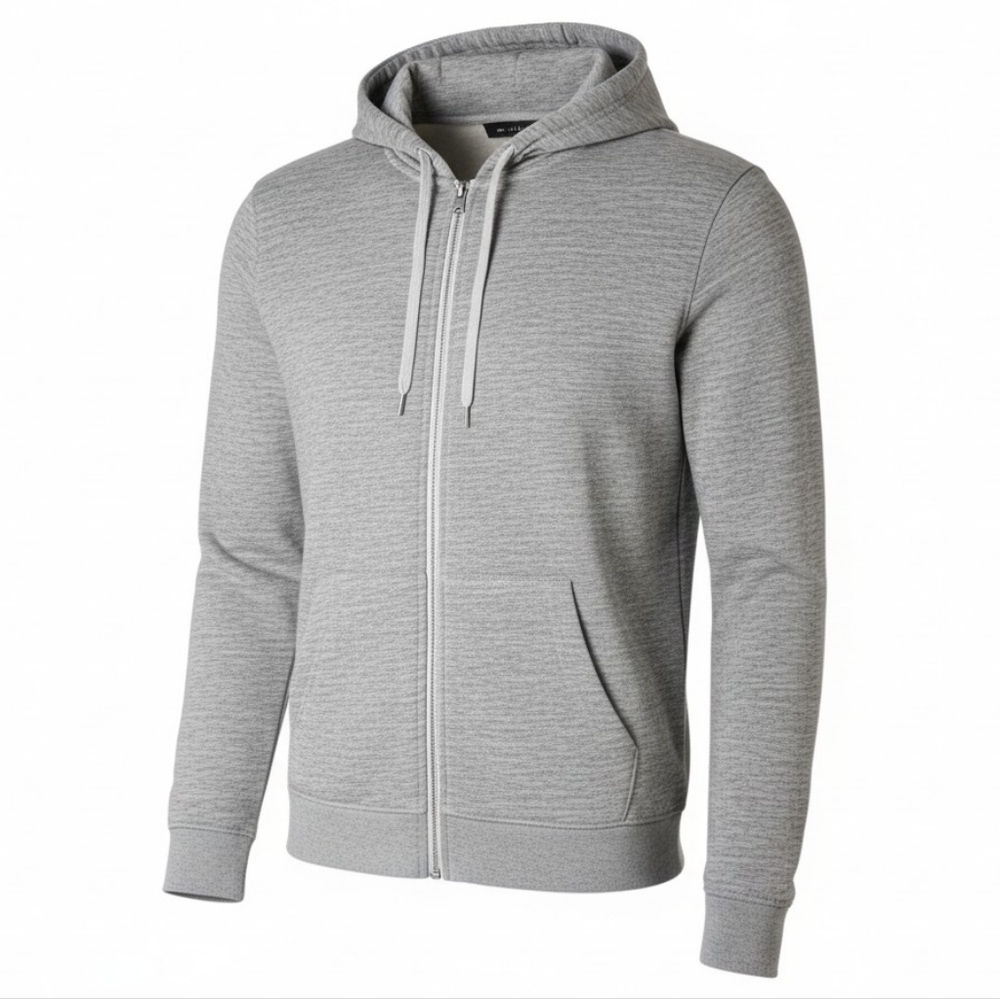 H&M heather gray men hooded zip up sweater size small